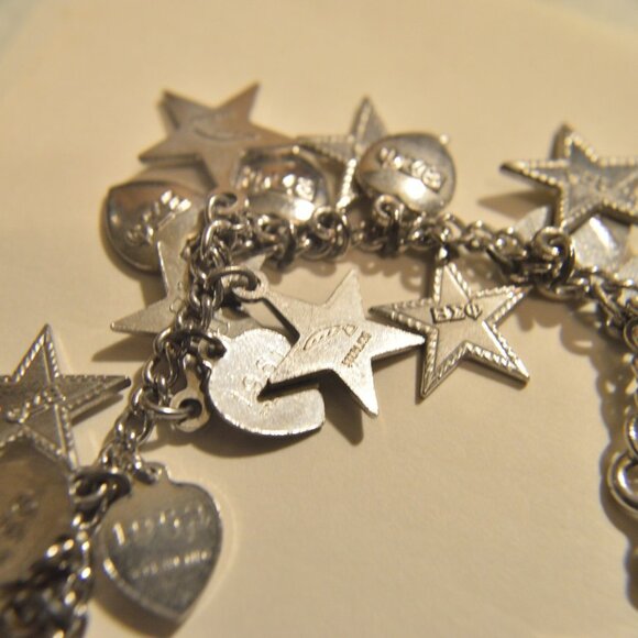 BΣΦ Beta Sigma Phi Sterling Silver Charm Bracelet Hearts & Stars 1945 - 1965 VTG - Picture 3 of 3